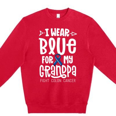 I Wear Blue For My Grandma Blue Colon Cancer Awareness Gift Premium Crewneck Sweatshirt