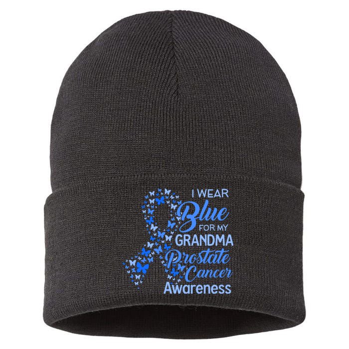 I Wear Blue For My Grandma Prostate Cancer Awareness Sustainable Knit Beanie