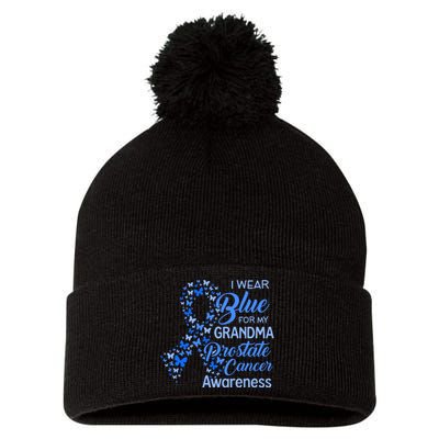 I Wear Blue For My Grandma Prostate Cancer Awareness Pom Pom 12in Knit Beanie