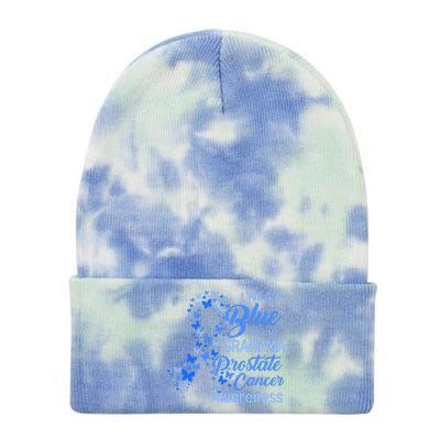 I Wear Blue For My Grandma Prostate Cancer Awareness Tie Dye 12in Knit Beanie