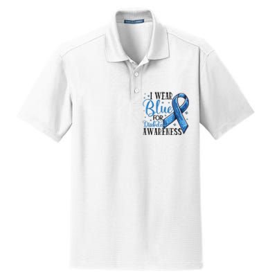 I Wear Blue For Diabetes Awareness Dry Zone Grid Polo