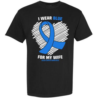I Wear Blue For My Wife Colon Cancer Awareness Cool Gift Garment-Dyed Heavyweight T-Shirt
