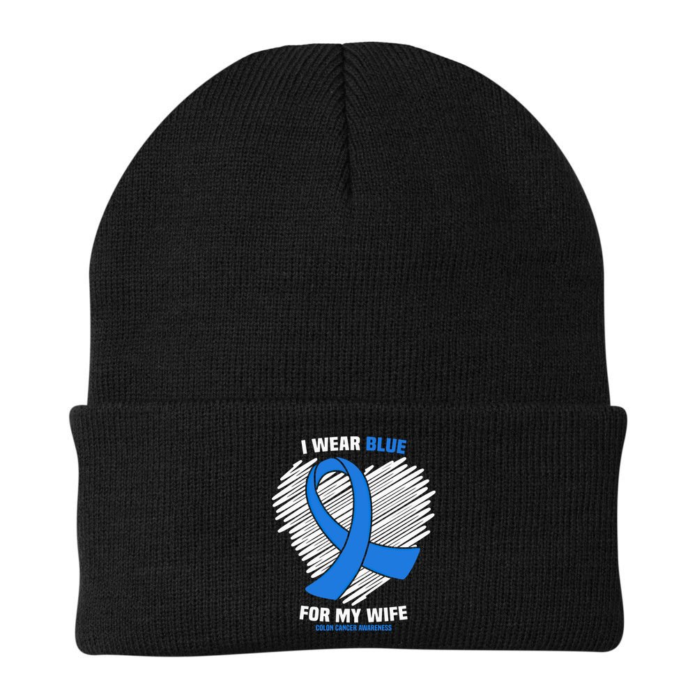 I Wear Blue For My Wife Colon Cancer Awareness Cool Gift Beanie