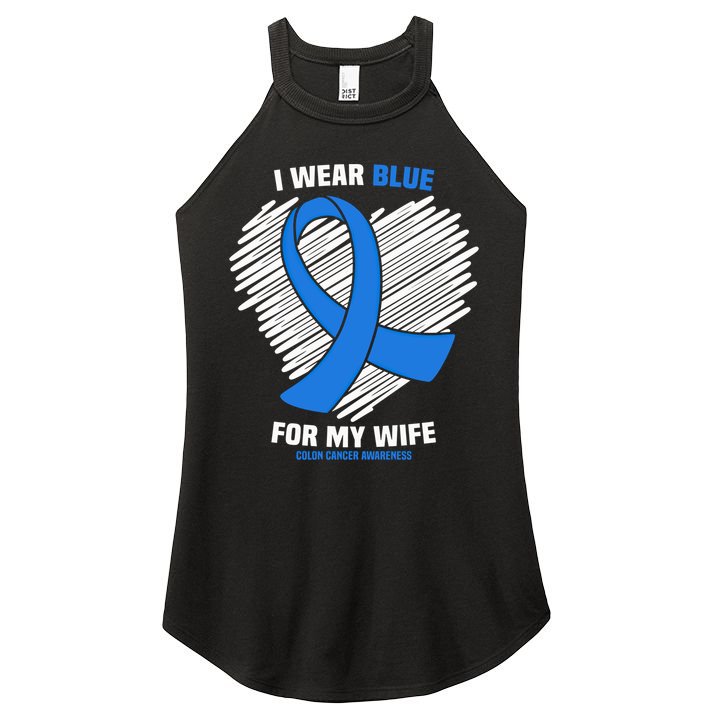 I Wear Blue For My Wife Colon Cancer Awareness Cool Gift Women's Perfect Tri Rocker Tank