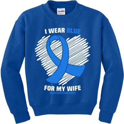 I Wear Blue For My Wife Colon Cancer Awareness Cool Gift Kids Sweatshirt