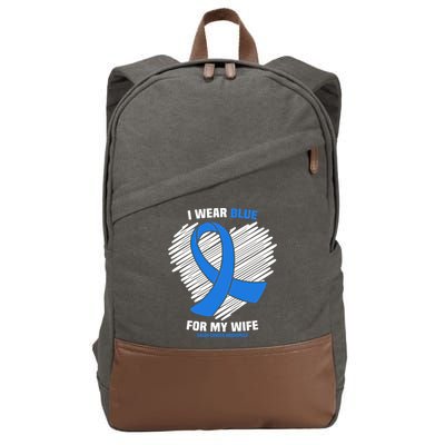 I Wear Blue For My Wife Colon Cancer Awareness Cool Gift Cotton Canvas Backpack