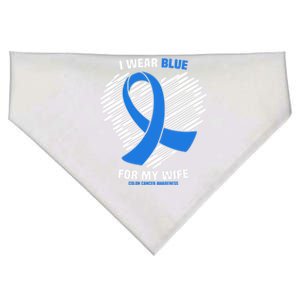 I Wear Blue For My Wife Colon Cancer Awareness Cool Gift USA-Made Doggie Bandana