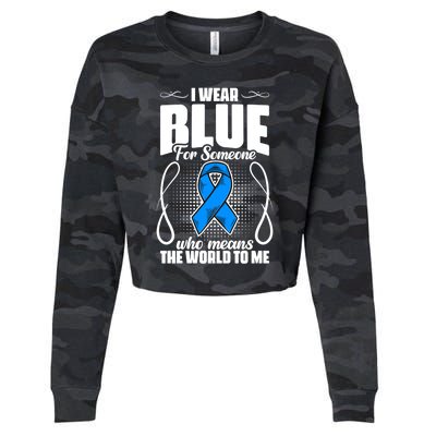 I Wear Blue Diabetes Warrior Diabetic Diabetes Awareness Gift Cropped Pullover Crew