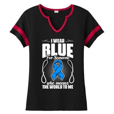 I Wear Blue Diabetes Warrior Diabetic Diabetes Awareness Gift Ladies Halftime Notch Neck Tee