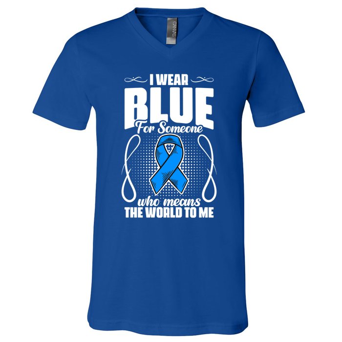 I Wear Blue Diabetes Warrior Diabetic Diabetes Awareness Gift V-Neck T-Shirt