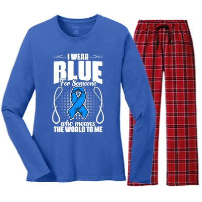 I Wear Blue Diabetes Warrior Diabetic Diabetes Awareness Gift Women's Long Sleeve Flannel Pajama Set 