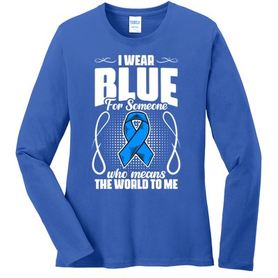 I Wear Blue Diabetes Warrior Diabetic Diabetes Awareness Gift Ladies Long Sleeve Shirt