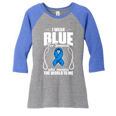 I Wear Blue Diabetes Warrior Diabetic Diabetes Awareness Gift Women's Tri-Blend 3/4-Sleeve Raglan Shirt