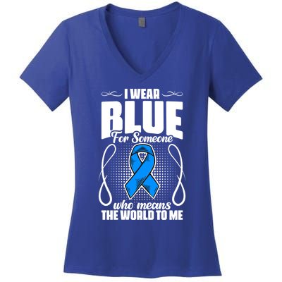 I Wear Blue Diabetes Warrior Diabetic Diabetes Awareness Gift Women's V-Neck T-Shirt