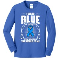 I Wear Blue Diabetes Warrior Diabetic Diabetes Awareness Gift Kids Long Sleeve Shirt