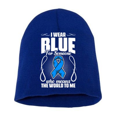 I Wear Blue Diabetes Warrior Diabetic Diabetes Awareness Gift Short Acrylic Beanie