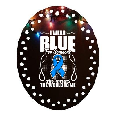 I Wear Blue Diabetes Warrior Diabetic Diabetes Awareness Gift Ceramic Oval Ornament