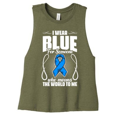 I Wear Blue Diabetes Warrior Diabetic Diabetes Awareness Gift Women's Racerback Cropped Tank