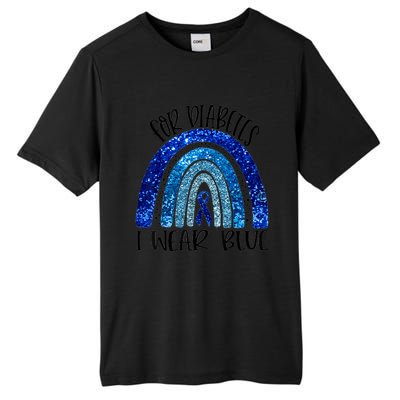 I Wear Blue For Diabetes Awareness Blue Ribbon Rainbow Tall Fusion ChromaSoft Performance T-Shirt