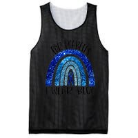 I Wear Blue For Diabetes Awareness Blue Ribbon Rainbow Mesh Reversible Basketball Jersey Tank