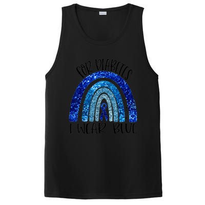 I Wear Blue For Diabetes Awareness Blue Ribbon Rainbow PosiCharge Competitor Tank