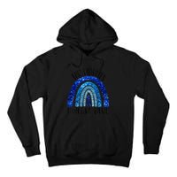 I Wear Blue For Diabetes Awareness Blue Ribbon Rainbow Tall Hoodie