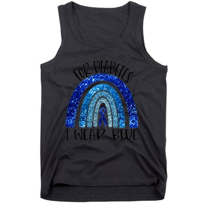 I Wear Blue For Diabetes Awareness Blue Ribbon Rainbow Tank Top