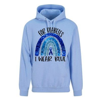 I Wear Blue For Diabetes Awareness Blue Ribbon Rainbow Unisex Surf Hoodie