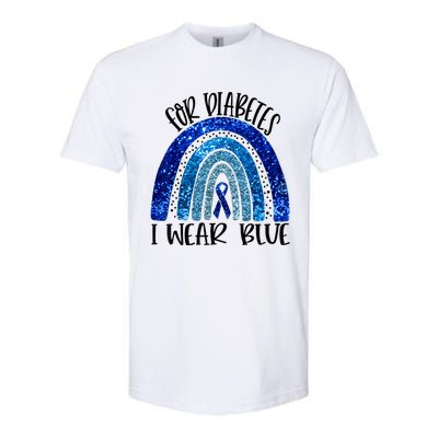 I Wear Blue For Diabetes Awareness Blue Ribbon Rainbow Softstyle CVC T-Shirt