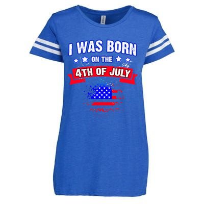 I Was Born On The 4th Of July Gift Enza Ladies Jersey Football T-Shirt