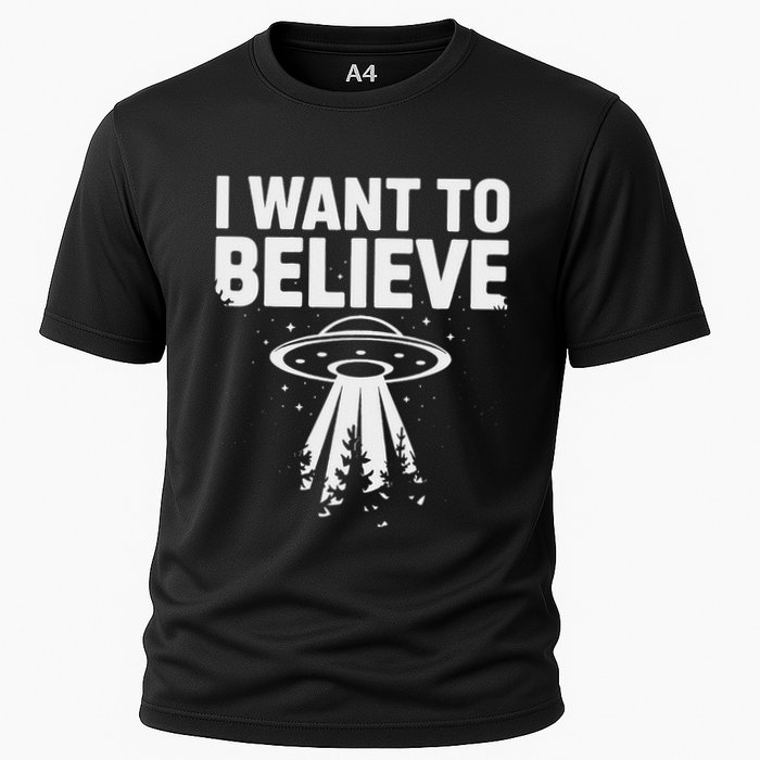 I Want Believe Ufo Alien Spaceship Extraterrestrial Cooling Performance Crew T-Shirt