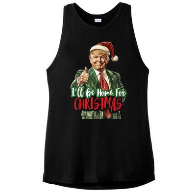 I Will Be Home For Christmas Funny Trump Ladies PosiCharge Tri-Blend Wicking Tank