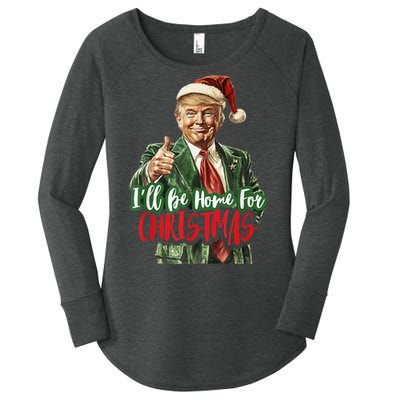 I Will Be Home For Christmas Funny Trump Women's Perfect Tri Tunic Long Sleeve Shirt