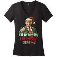 I Will Be Home For Christmas Funny Trump Women's V-Neck T-Shirt