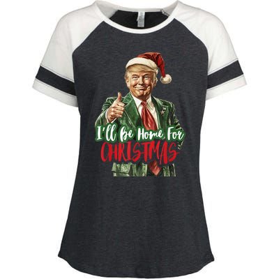 I Will Be Home For Christmas Funny Trump Enza Ladies Jersey Colorblock Tee