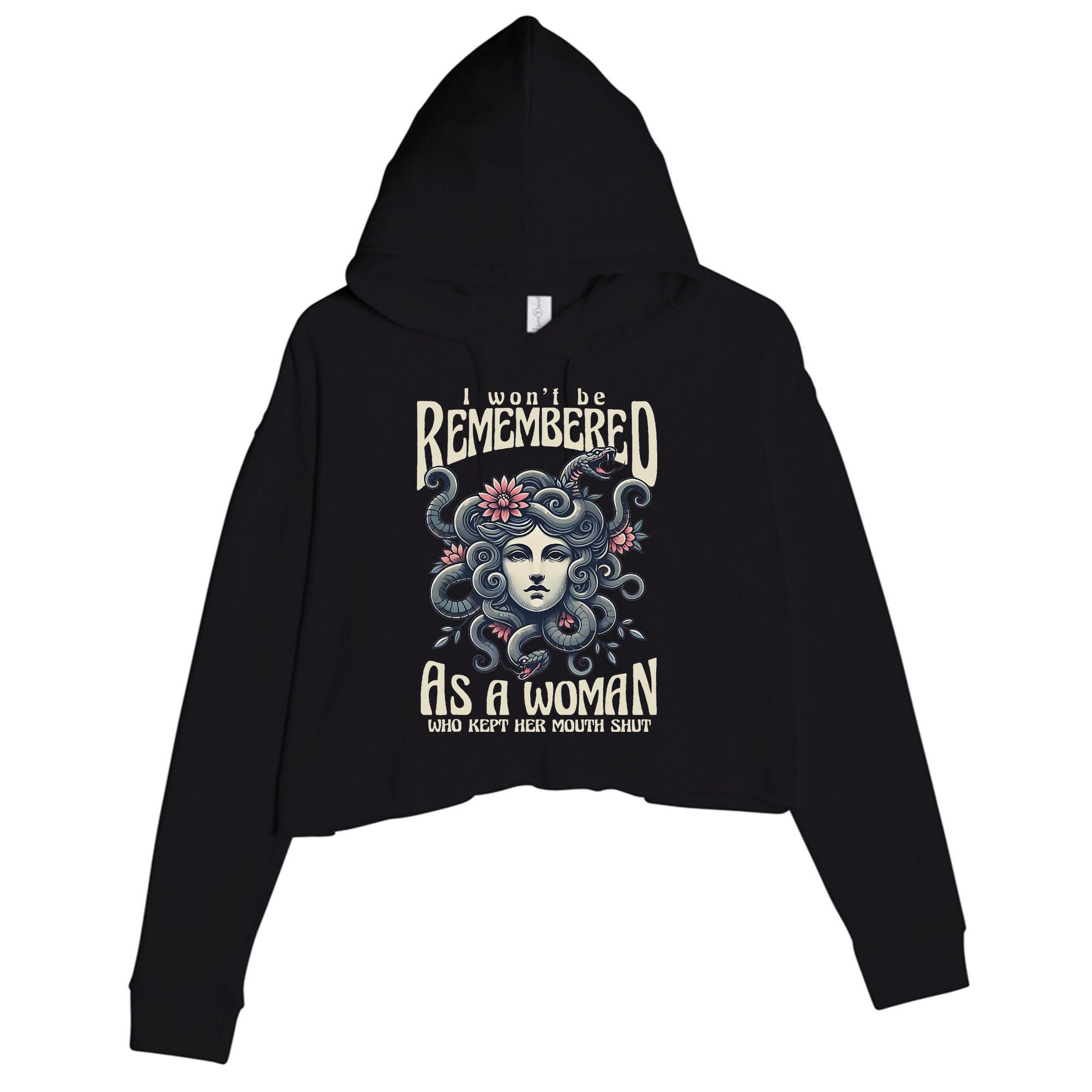 I WonT Be Remembered As A Woman Who Kept Her Mouth Shut Crop Fleece Hoodie