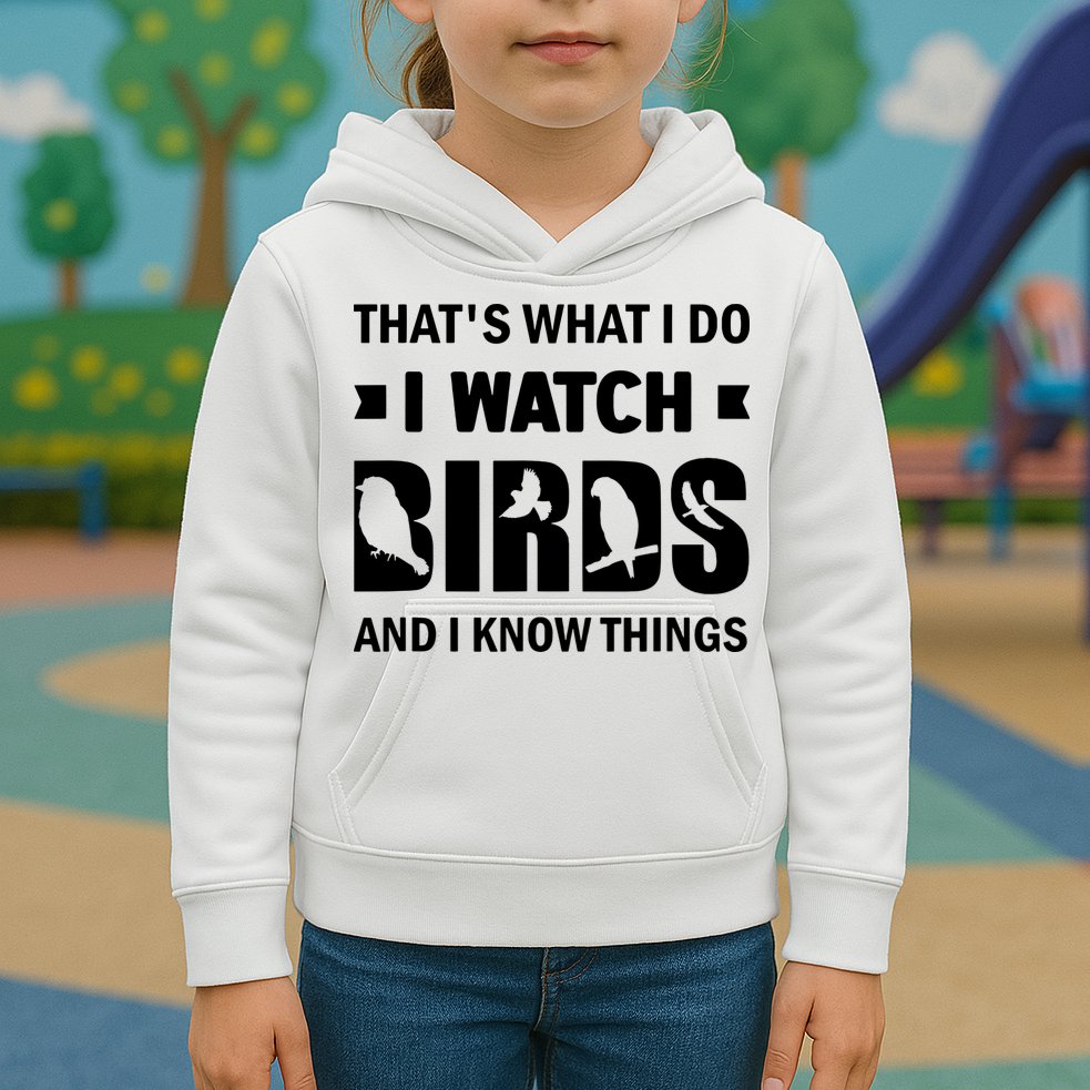 I Watch Birds And I Know Things Pet Bird Kids Hoodie