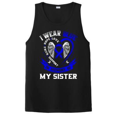 I Wear Blue In Memory Of My Sister Colon Cancer Awareness Gift PosiCharge Competitor Tank