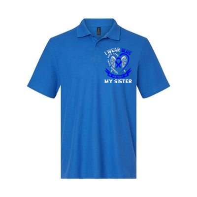 I Wear Blue In Memory Of My Sister Colon Cancer Awareness Gift Softstyle Adult Sport Polo