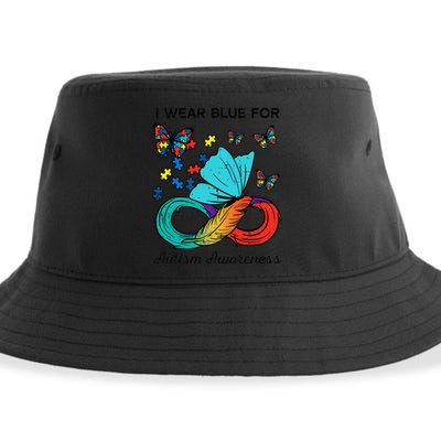 I Wear Blue For Autism Awareness Acceptance Sustainable Bucket Hat