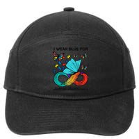 I Wear Blue For Autism Awareness Acceptance 7-Panel Snapback Hat