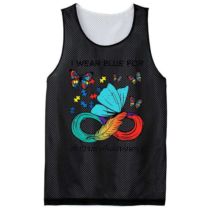 I Wear Blue For Autism Awareness Acceptance Mesh Reversible Basketball Jersey Tank