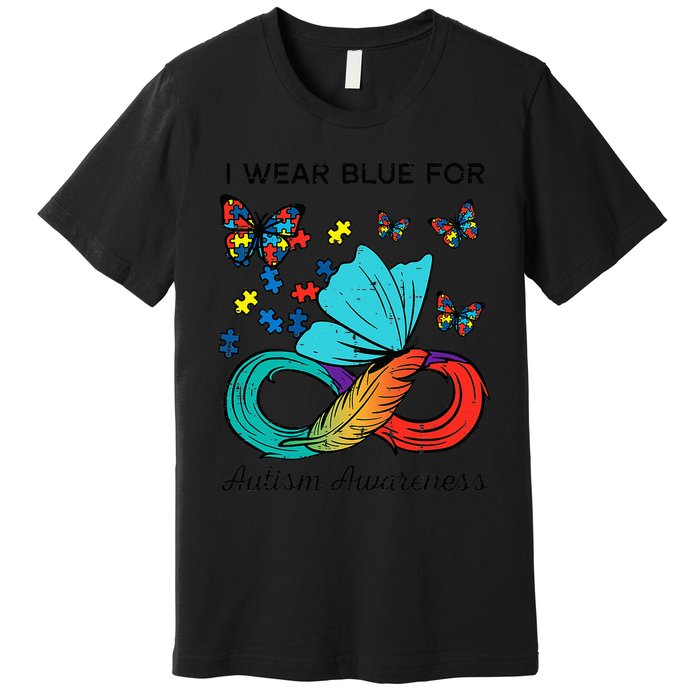 I Wear Blue For Autism Awareness Acceptance Premium T-Shirt