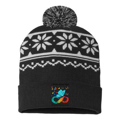 I Wear Blue For Autism Awareness Acceptance USA-Made Snowflake Beanie