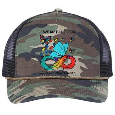 I Wear Blue For Autism Awareness Acceptance Retro Rope Trucker Hat Cap