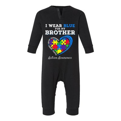 I Wear Blue For My Brother Autism Awareness Infant Fleece One Piece