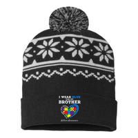 I Wear Blue For My Brother Autism Awareness USA-Made Snowflake Beanie