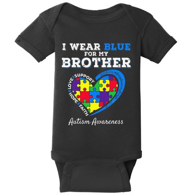 I Wear Blue For My Brother Autism Awareness Baby Bodysuit