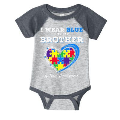 I Wear Blue For My Brother Autism Awareness Infant Baby Jersey Bodysuit