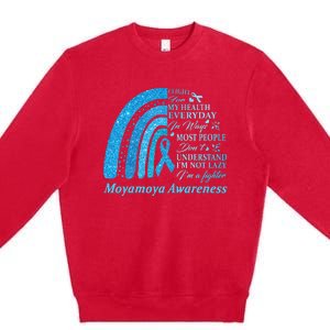 I Wear Blue For Moyamoya Awareness Warrior Premium Crewneck Sweatshirt